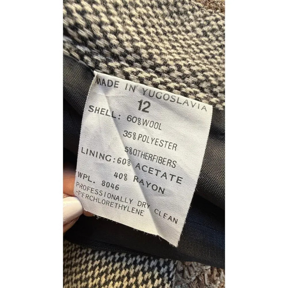 Vintage 80's Women's Wool Tweed Skirt - Black & Gray, Size 12 Made in Yugoslavia - Picture 8 of 9